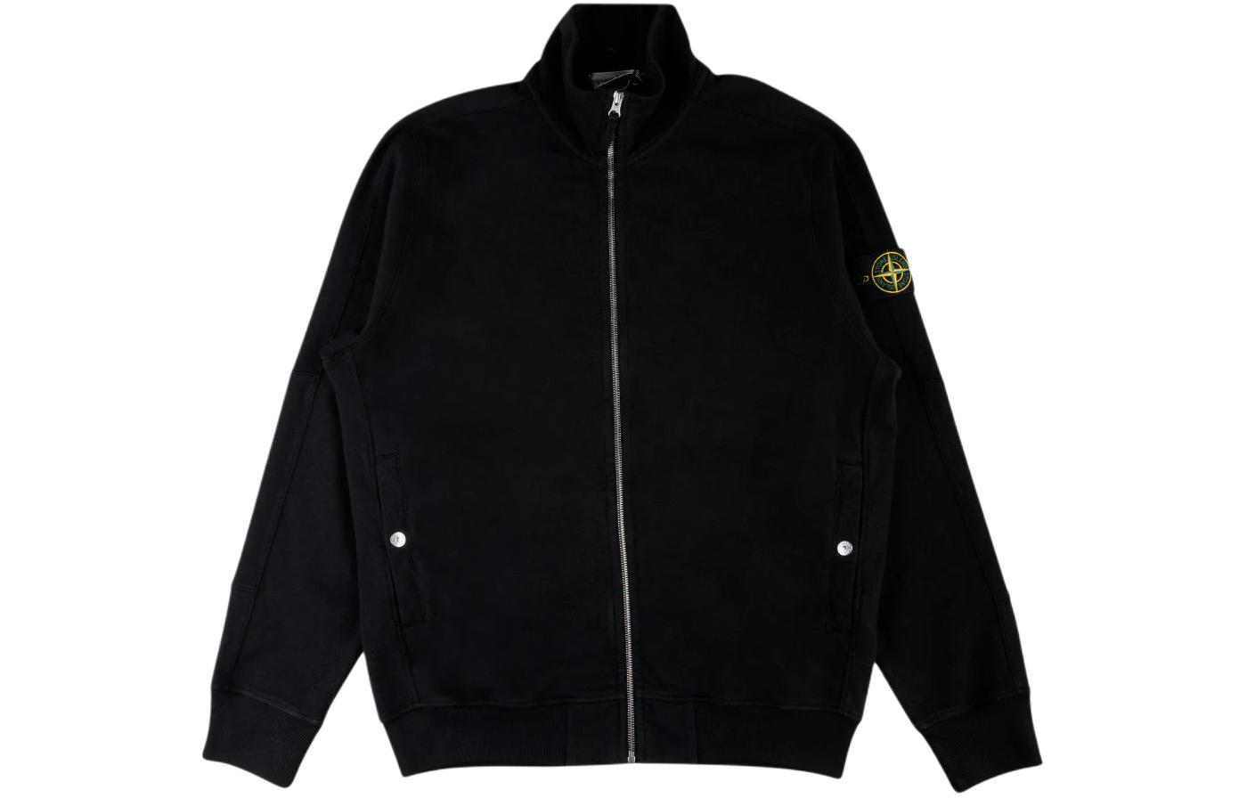 Stone Island Stone Island Solid Logo Patch Stand Collar Jacket Black 801565960-V0029