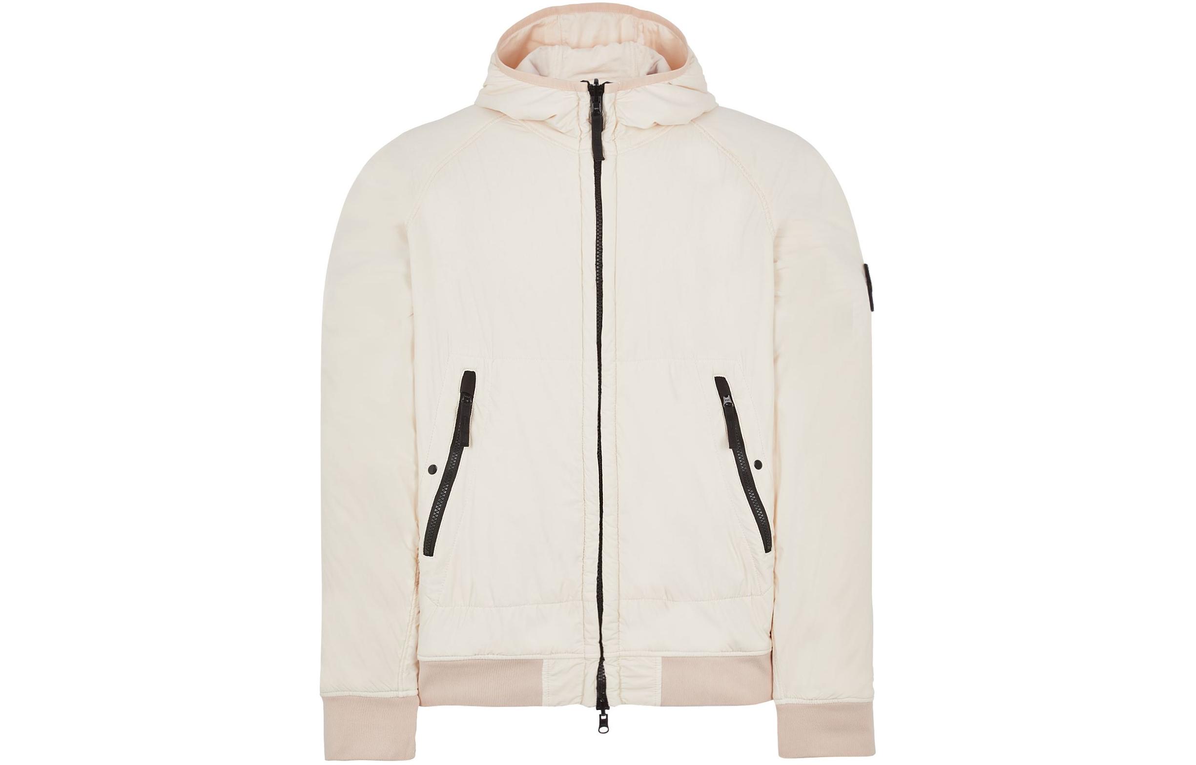 Stone Island Stone Island White Hooded Zip-Up Jacket 771542028-V0080