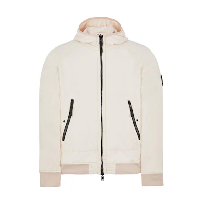 Stone Island Stone Island White Hooded Zip-Up Jacket 771542028-V0080