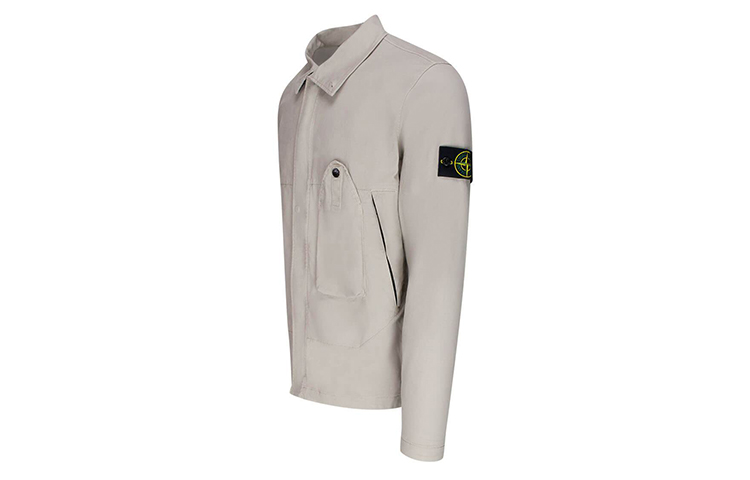 Shop Stone Island Jaket Overshirt Stretch Gabardine - Abu-Abu 731510910-V0092