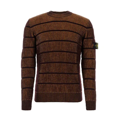 STONE ISLAND Striped Crew Neck Knit Long Sleeve Sweater Brown Men’s. 7915513D1-V0011