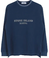Stone Island Striped Logo Print Crewneck Sweatshirt Men Royal Blue 8015206X4-V0127 Stone Island Striped Logo Print Crewneck Sweatshirt Men Royal Blue 8015206X4-V0127
