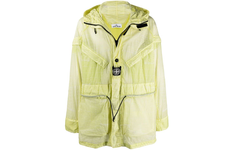 Stone Island Translucent Logo Patch Hoodie Jacket Yellow Long Sleeve 741542999-V0051