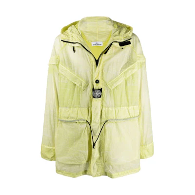 Stone Island Translucent Logo Patch Hoodie Jacket Yellow Long Sleeve 741542999-V0051