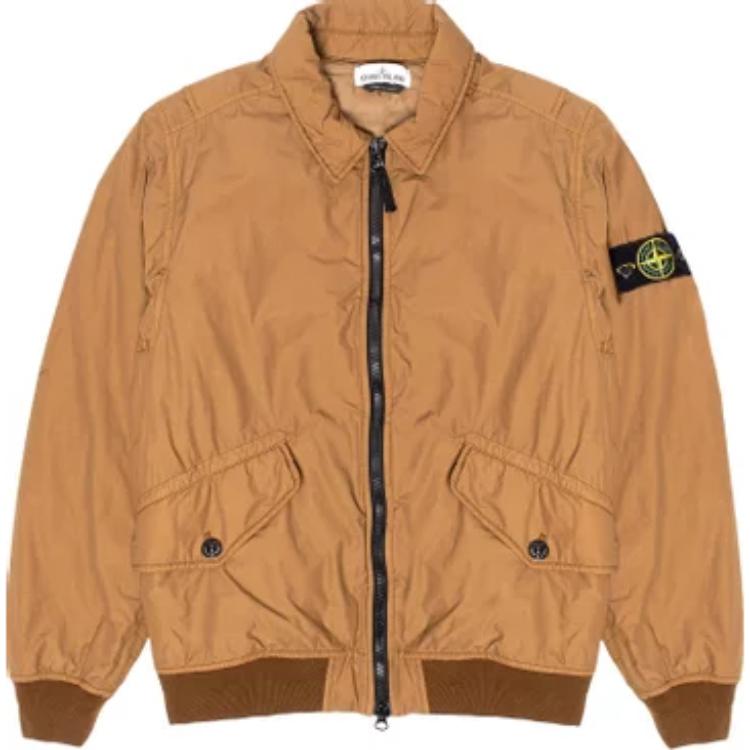 Stone Island Two-Tone Logo Zip Jacket Brown Long Sleeve Outerwear 731541627-V0071