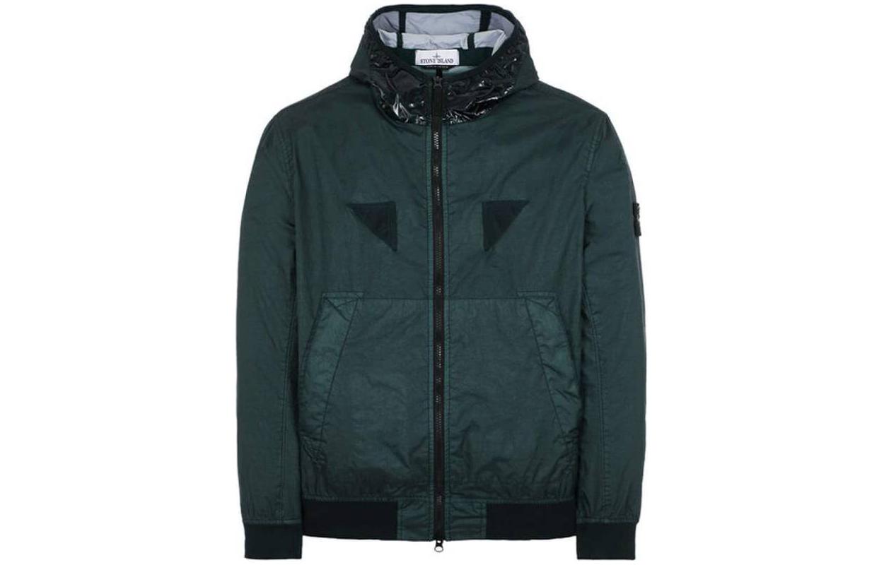 Stone Island Two-Tone Zip Hoodie Jacket - Dark Green 781540723-V0053