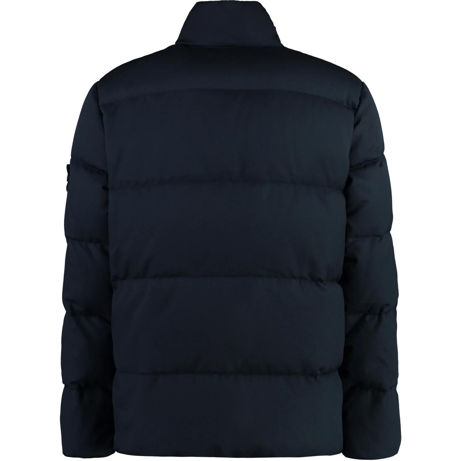 STONE ISLAND Unisex Blue Wool Logo Insulated Zip-Up Jacket with Stand Collar 8115453F3-V0020 圖 3