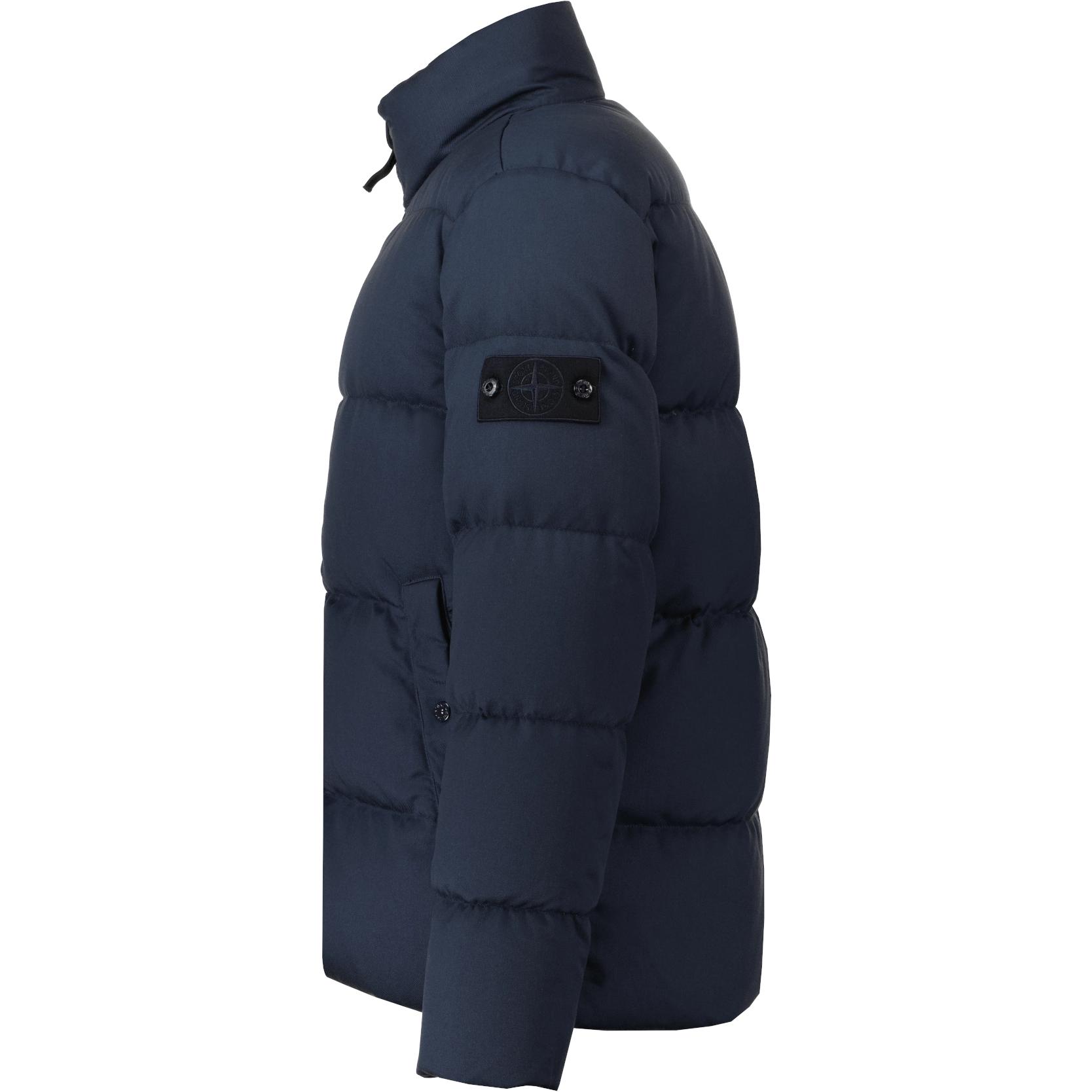 STONE ISLAND Unisex Blue Wool Logo Insulated Zip-Up Jacket with Stand Collar 8115453F3-V0020 圖 4