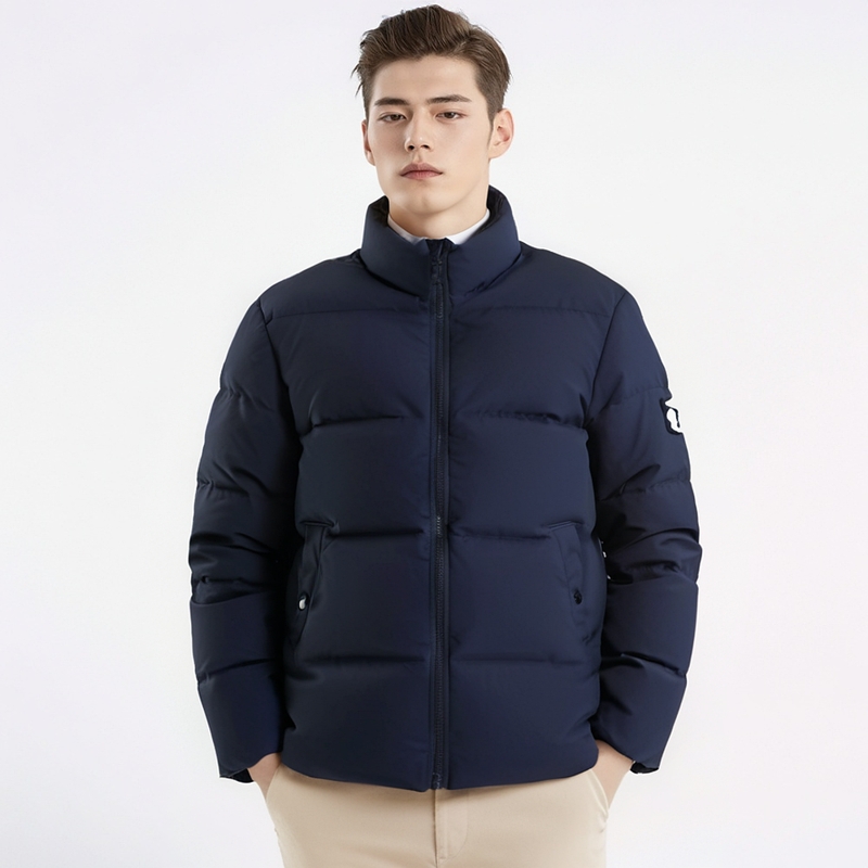 STONE ISLAND Unisex Blue Wool Logo Insulated Zip-Up Jacket with Stand Collar 8115453F3-V0020 圖 5