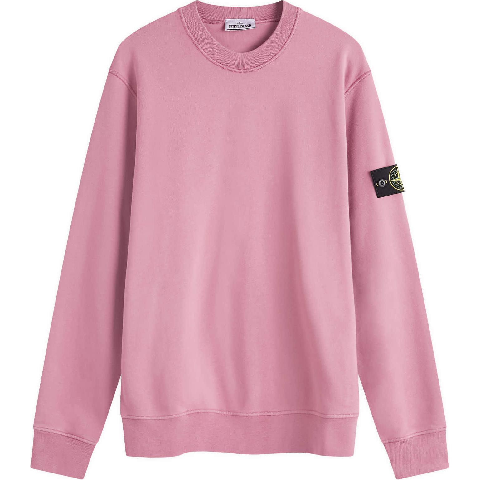 STONE ISLAND Unisex Pink Crewneck Logo Long Sleeve Sweatshirt 811563051-V0086