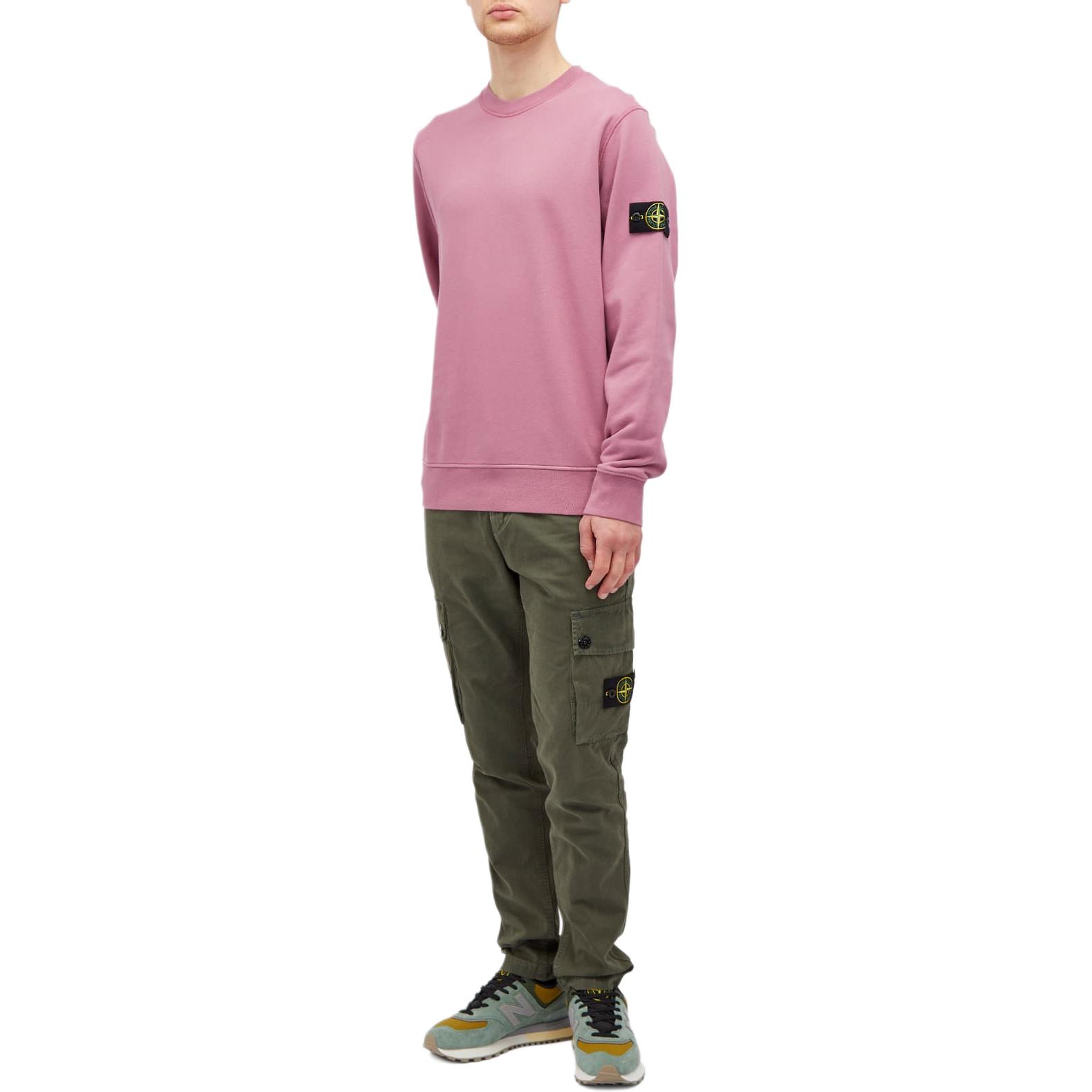 Lookbook 스톤아일랜드 유니섹스 핑크 로고 긴팔 크루넥 스웨트셔츠 811563051-V0086