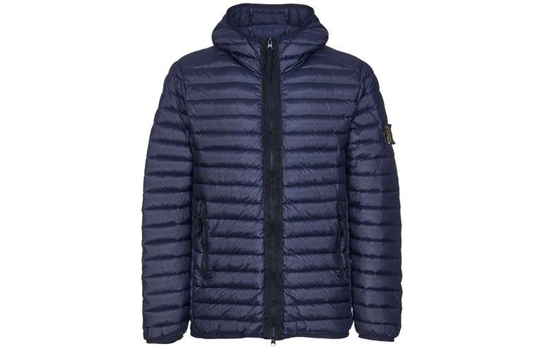 STONE ISLAND Unisex Solid Color Hooded Puffer Jacket Navy Blue Black. 791540324V0020