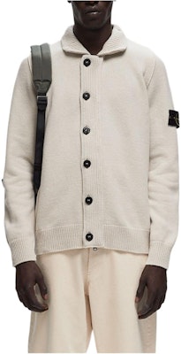 Stone Island 男女款白色針織長袖開襟毛衣. 8115547A3-V0097 Lookbook Stone Island 男女款白色針織長袖開襟毛衣. 8115547A3-V0097