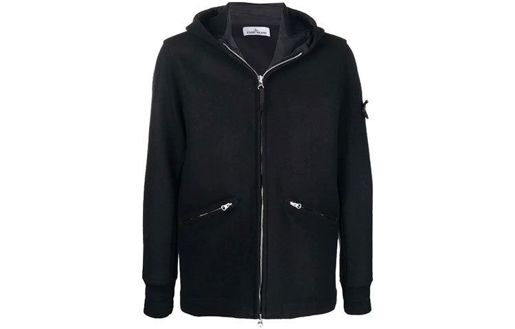 Stone Island W21 Compass Badge Logo Hooded Jacket Black Men 751543909-V0029