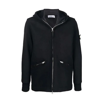 Stone Island W21 Compass Badge Logo Hooded Jacket Black Men 751543909-V0029