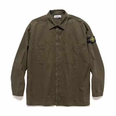 Stone Island Washed Badge Zip Jacket Deep Green 7915112WN-V0158