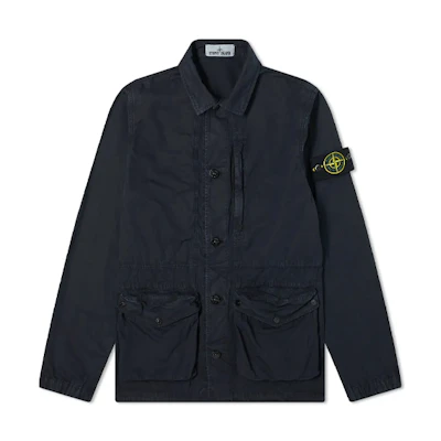 Stone Island Washed Canvas Arm Badge Multi-Pocket Jacket Navy Blue 7415439WN-V0120