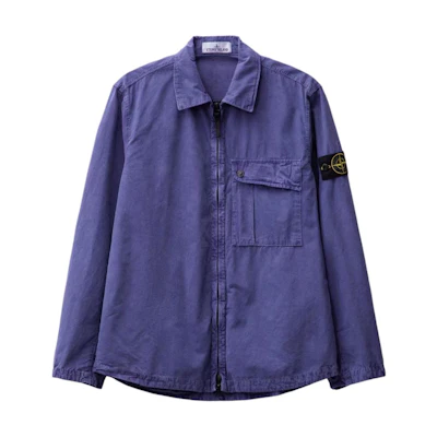 STONE ISLAND Washed Cotton Zip-Up Shirt Jacket Purple Male 8015119WN-V0147