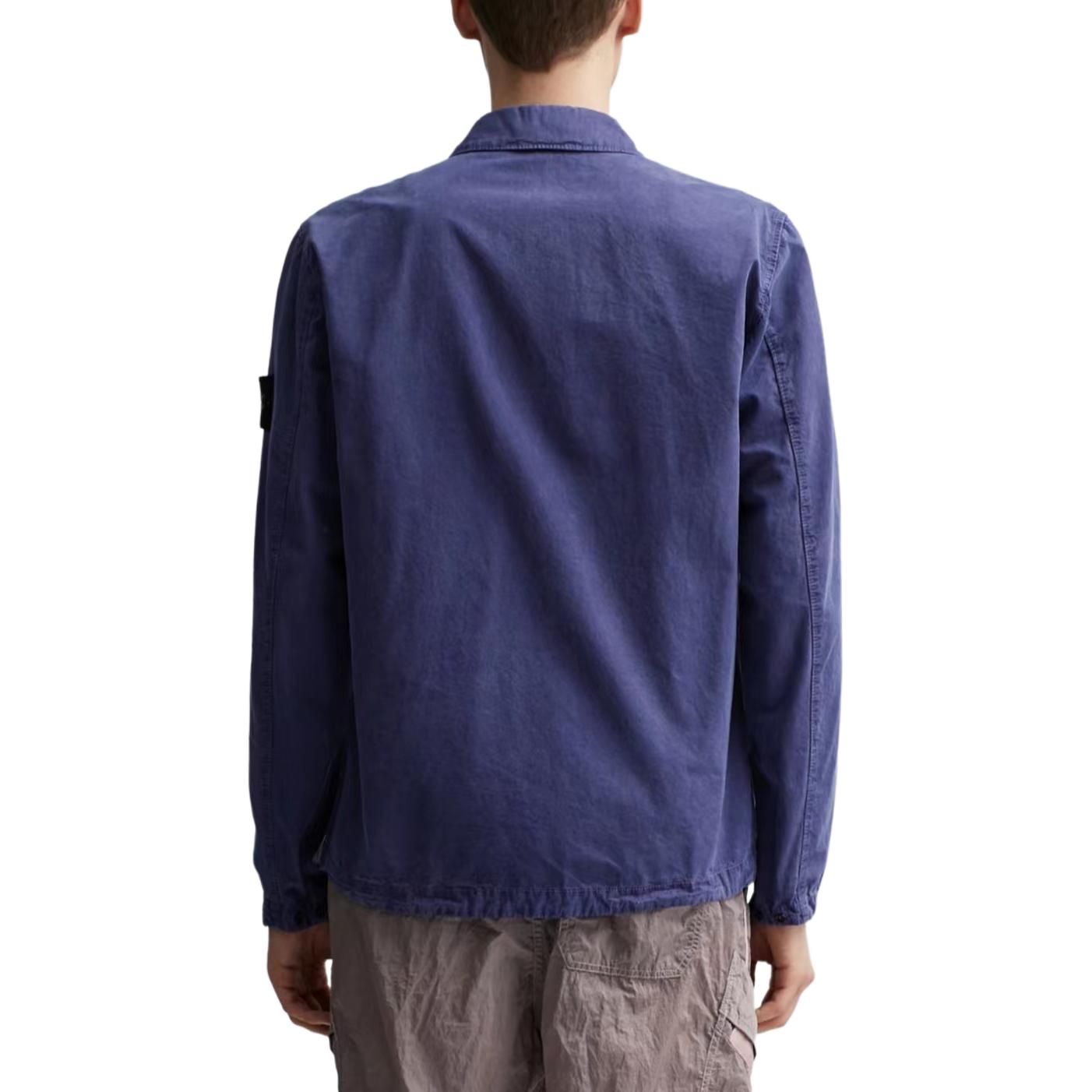 STONE ISLAND Washed Cotton Zip-Up Shirt Jacket Purple Male 8015119WN-V0147 圖 5