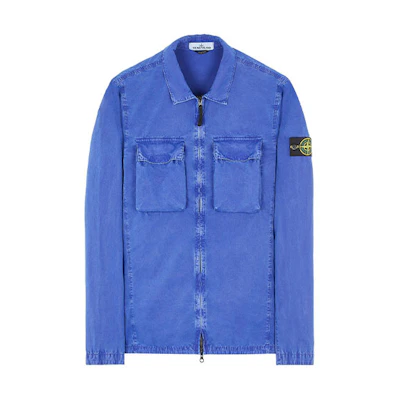 Stone Island Washed Double-Pocket Long-Sleeve Jacket Navy Blue 7615114WN-V0122