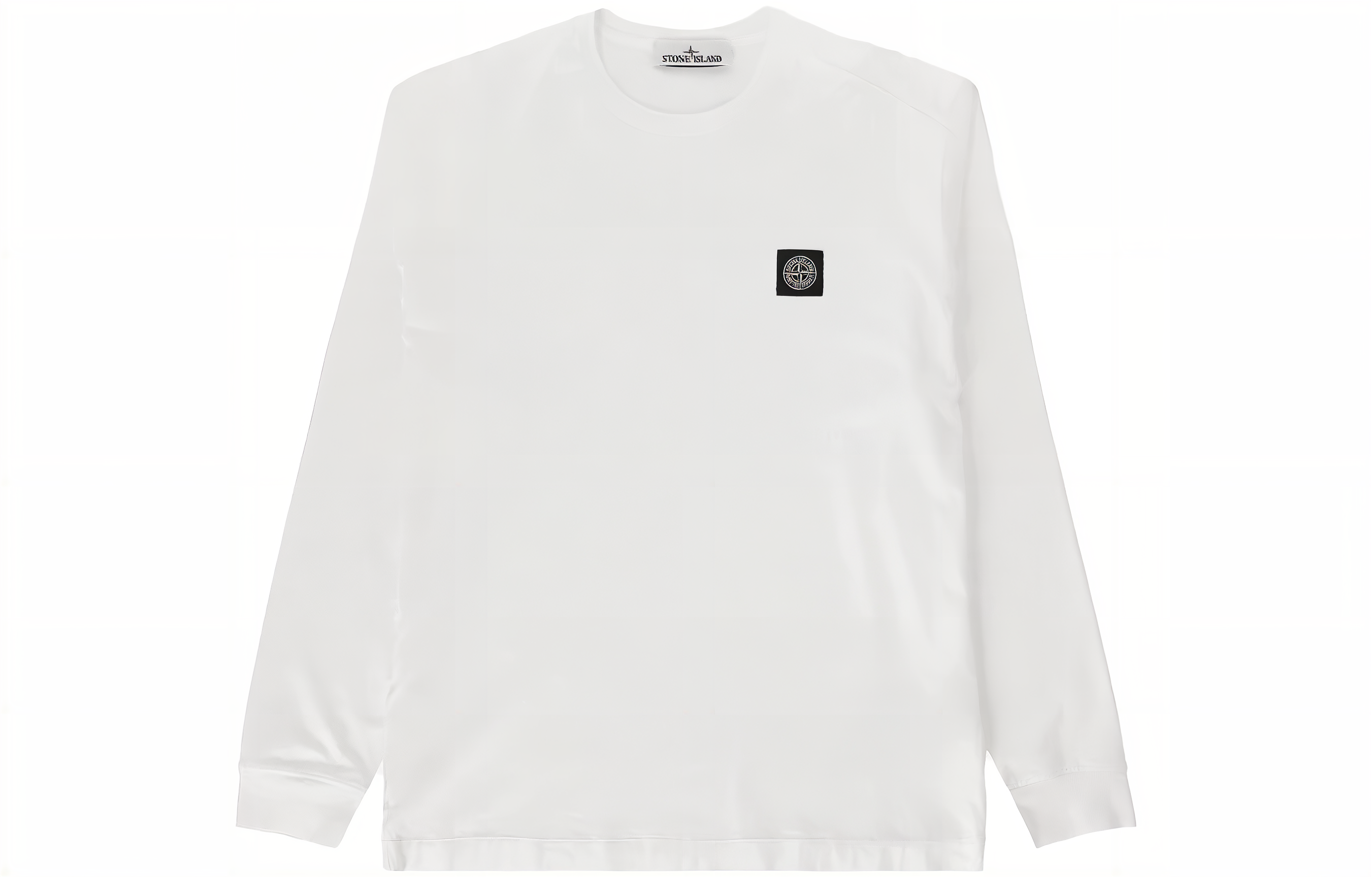 Stone Island White Crewneck Logo Long Sleeve Sweatshirt for Men 791522713-A0001