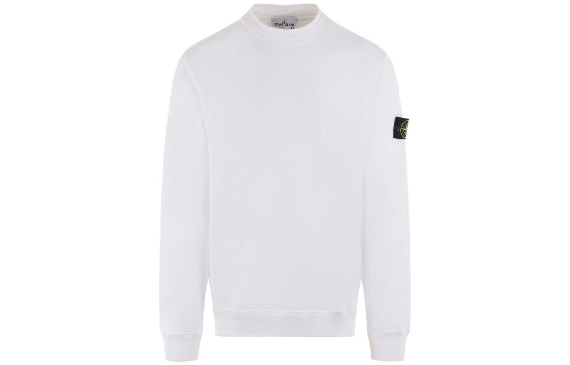 Stone Island White Crewneck Logo Patch Sweatshirt Long Sleeve Pullover 791561352-V0001
