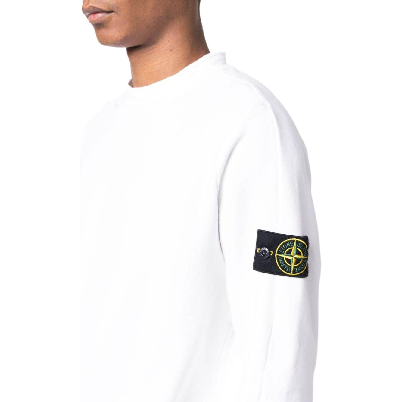 Details for Stone Island 白色圓領徽標補丁長袖休閒運動衫 791561352-V0001