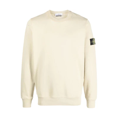 Stone Island White Crewneck Loose Fit Long Sleeve Sweatshirt 791567555-V0197