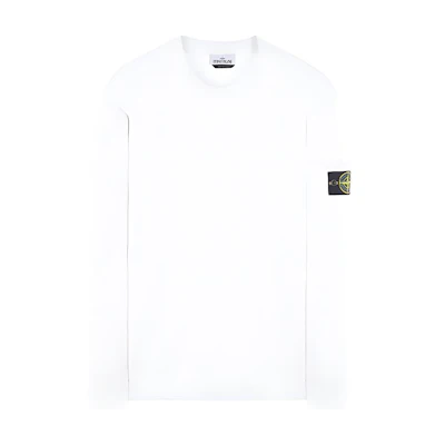 Stone Island White Crewneck Pullover Sweatshirt Thick Cotton Long Sleeve 761563750-V0001