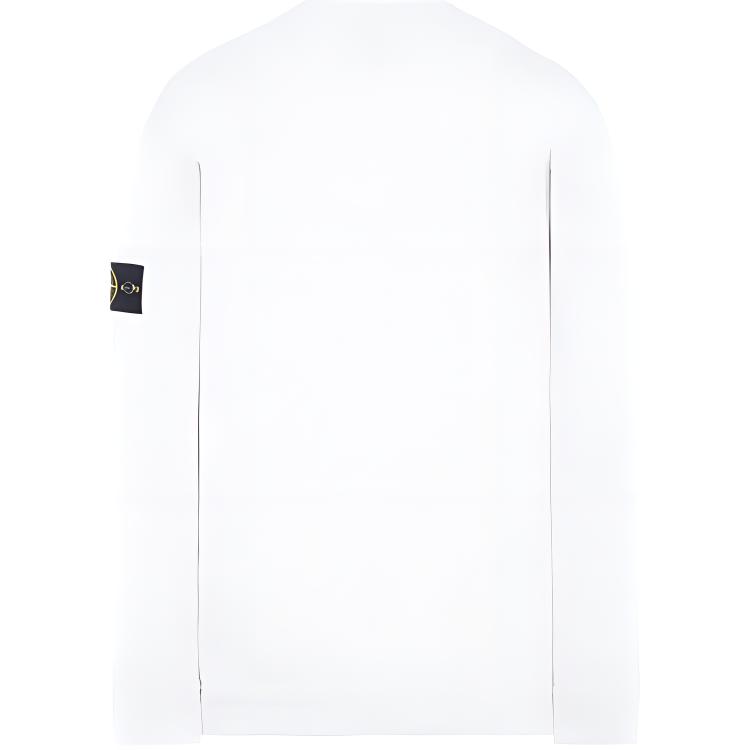 Lookbook Stone Island Putih Crewneck Pullover Sweatshirt Lengan Panjang Kapas Tebal 761563750-V0001