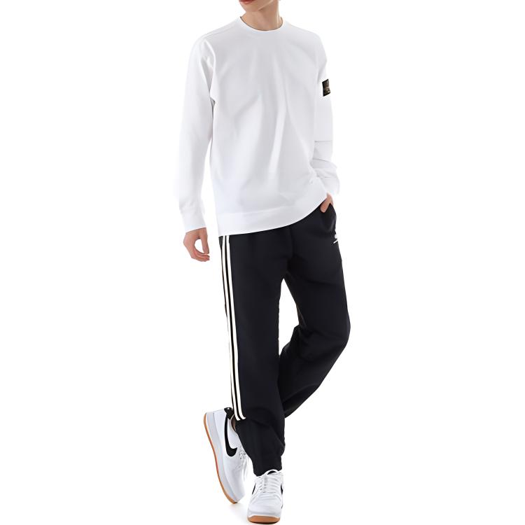 Shop Stone Island Putih Crewneck Pullover Sweatshirt Lengan Panjang Kapas Tebal 761563750-V0001