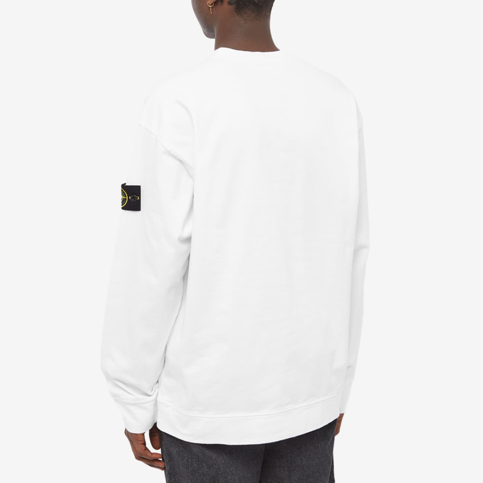 Details for Stone Island Putih Crewneck Pullover Sweatshirt Lengan Panjang Kapas Tebal 761563750-V0001