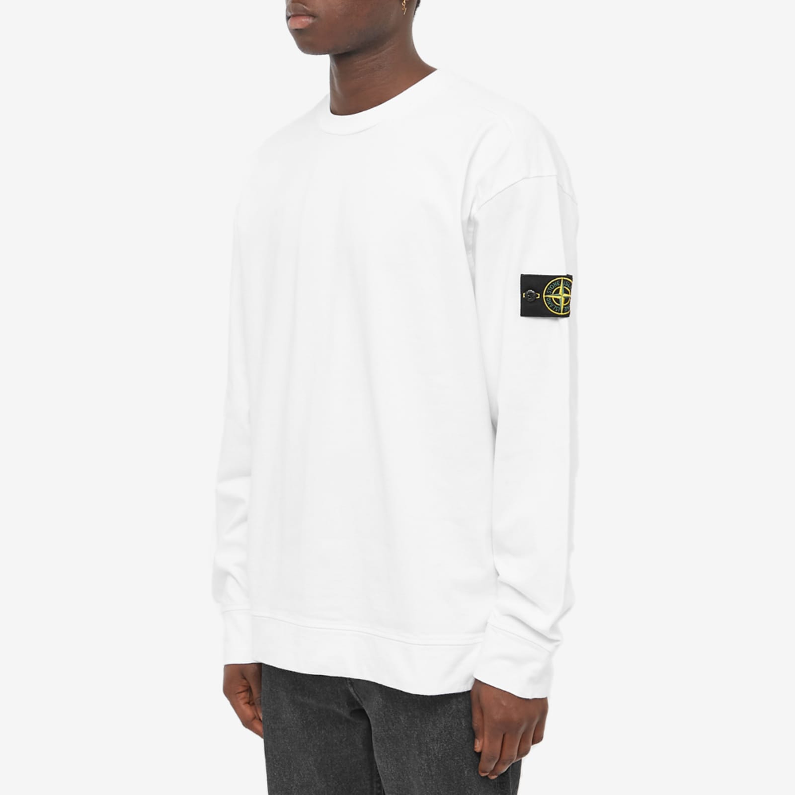 Sizing Stone Island Putih Crewneck Pullover Sweatshirt Lengan Panjang Kapas Tebal 761563750-V0001