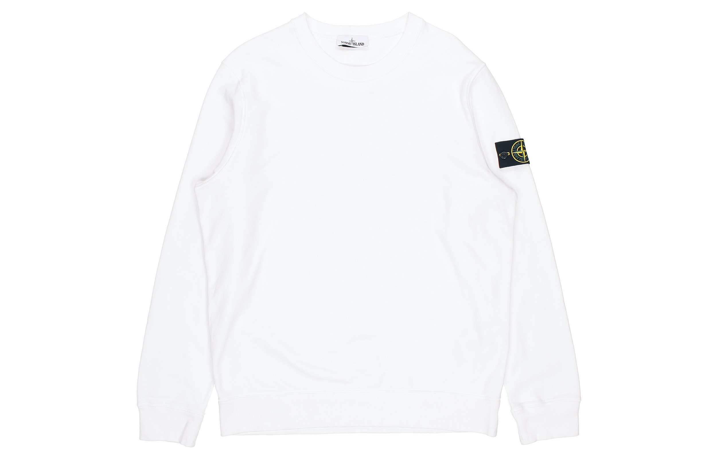 STONE ISLAND White Embroidered Logo Crewneck Fleece Sweatshirt Unisex. 731563020-v0001 圖 2