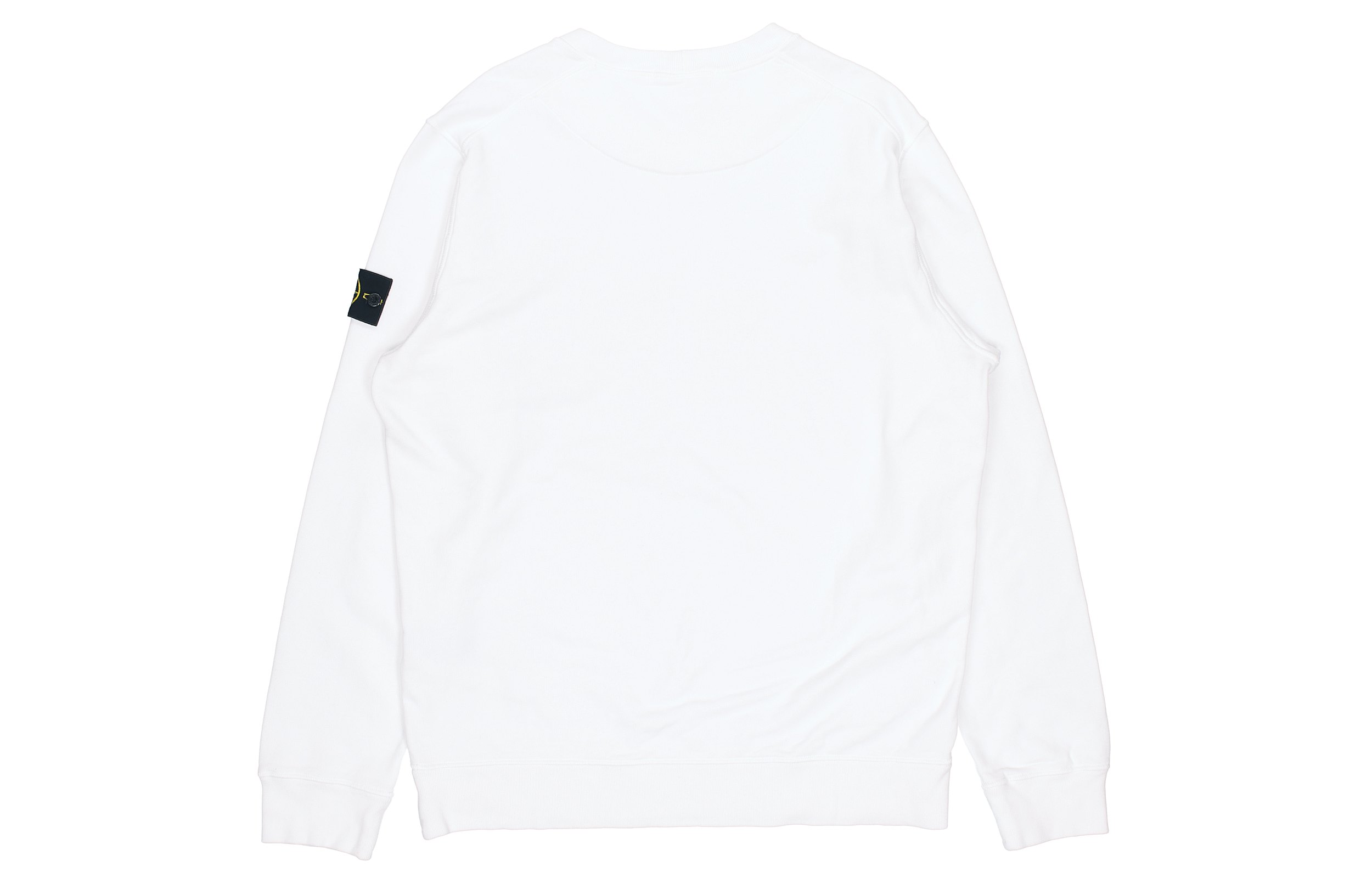 STONE ISLAND White Embroidered Logo Crewneck Fleece Sweatshirt Unisex. 731563020-v0001 圖 3