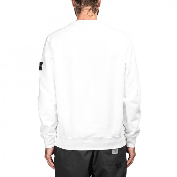 STONE ISLAND White Embroidered Logo Crewneck Fleece Sweatshirt Unisex. 731563020-v0001 圖 6