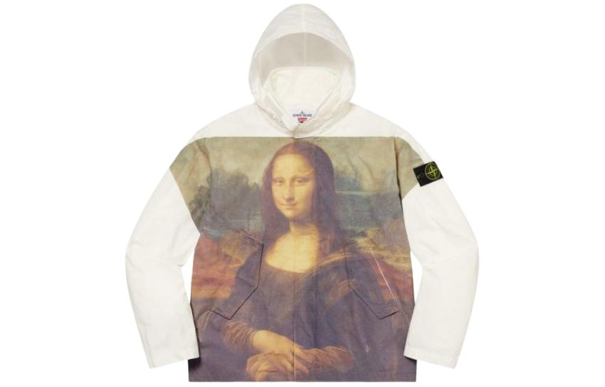 Stone Island White Graphic Hooded Zip-Up Loose Fit Jacket 7625401S3-V0099