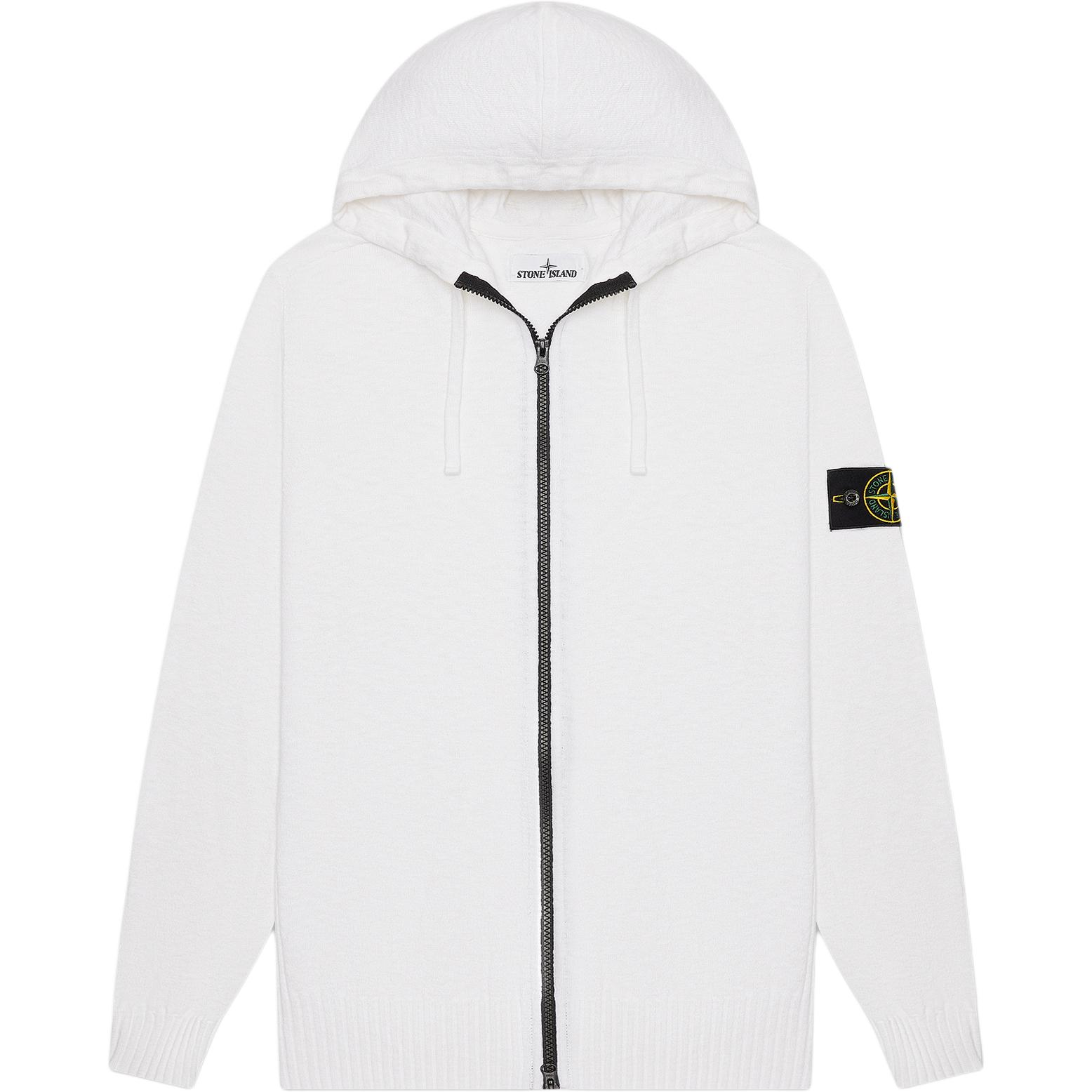Stone Island White Hooded Loose-Fit Zip Jacket for Men 7415523B0-V0001