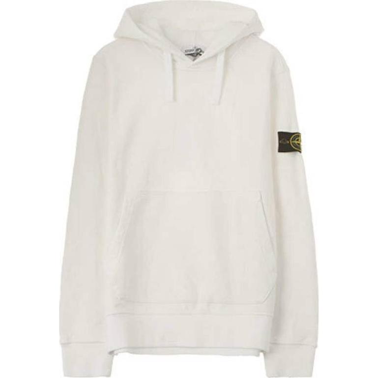 Stone Island White Hooded Oversized Pullover Logo Sweatshirt 711562820-V0099