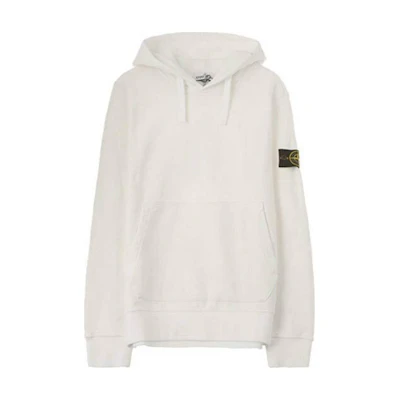 Stone Island White Hooded Oversized Pullover Logo Sweatshirt 711562820-V0099