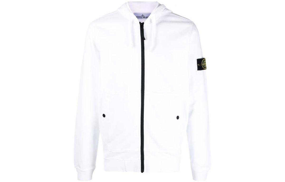Stone Island White Hoodie with Badge on Sleeve 791561620-V0001
