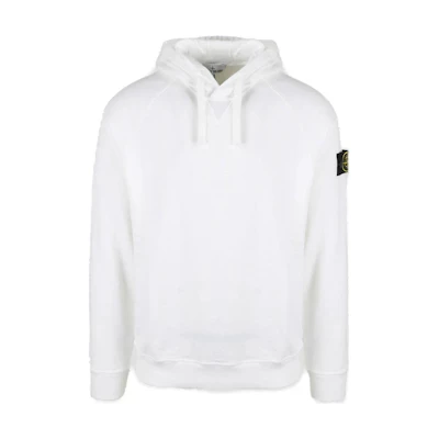 Stone Island White Logo Drawstring Hoodie for Men 781562160-V0001