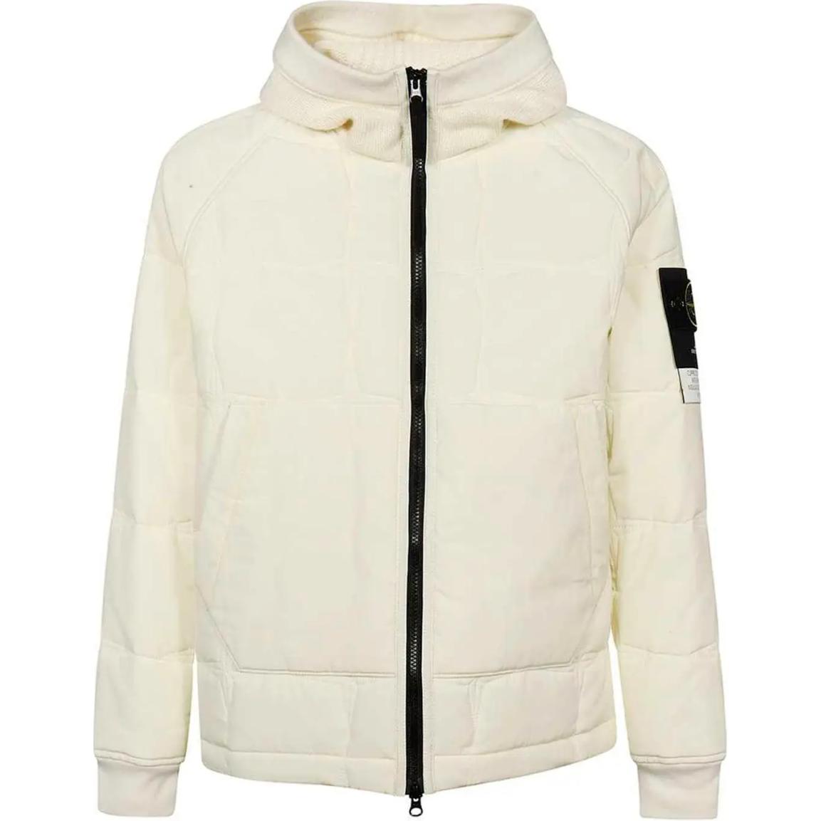 STONE ISLAND White Logo Hooded Zip-Up Jacket Unisex Casual Outerwear. 771543433-V0099 圖 2
