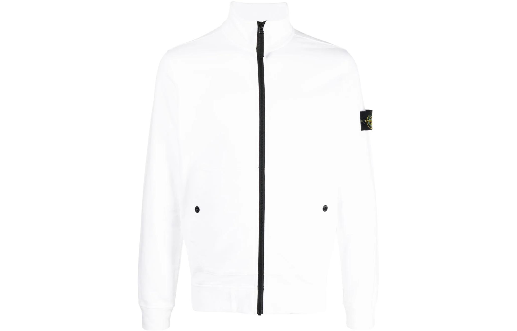Stone Island White Logo Hoodie Zip-Up Jacket Long Sleeve 791562820-V0001
