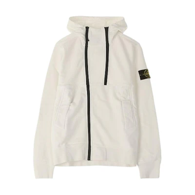 Stone Island White Logo Patch Dual-Zip Hoodie Long Sleeve 721561051-V0093