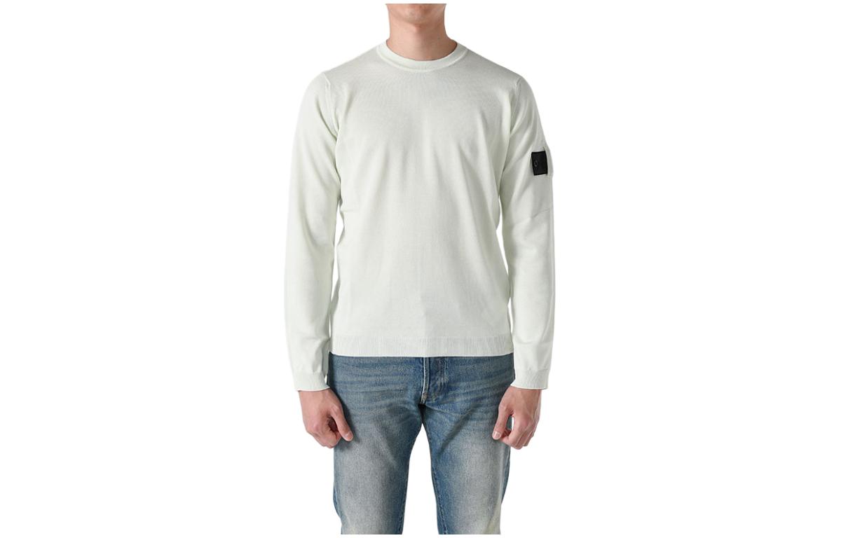 Stone Island White Logo Print Crewneck Sweatshirt 76195142H-V2052