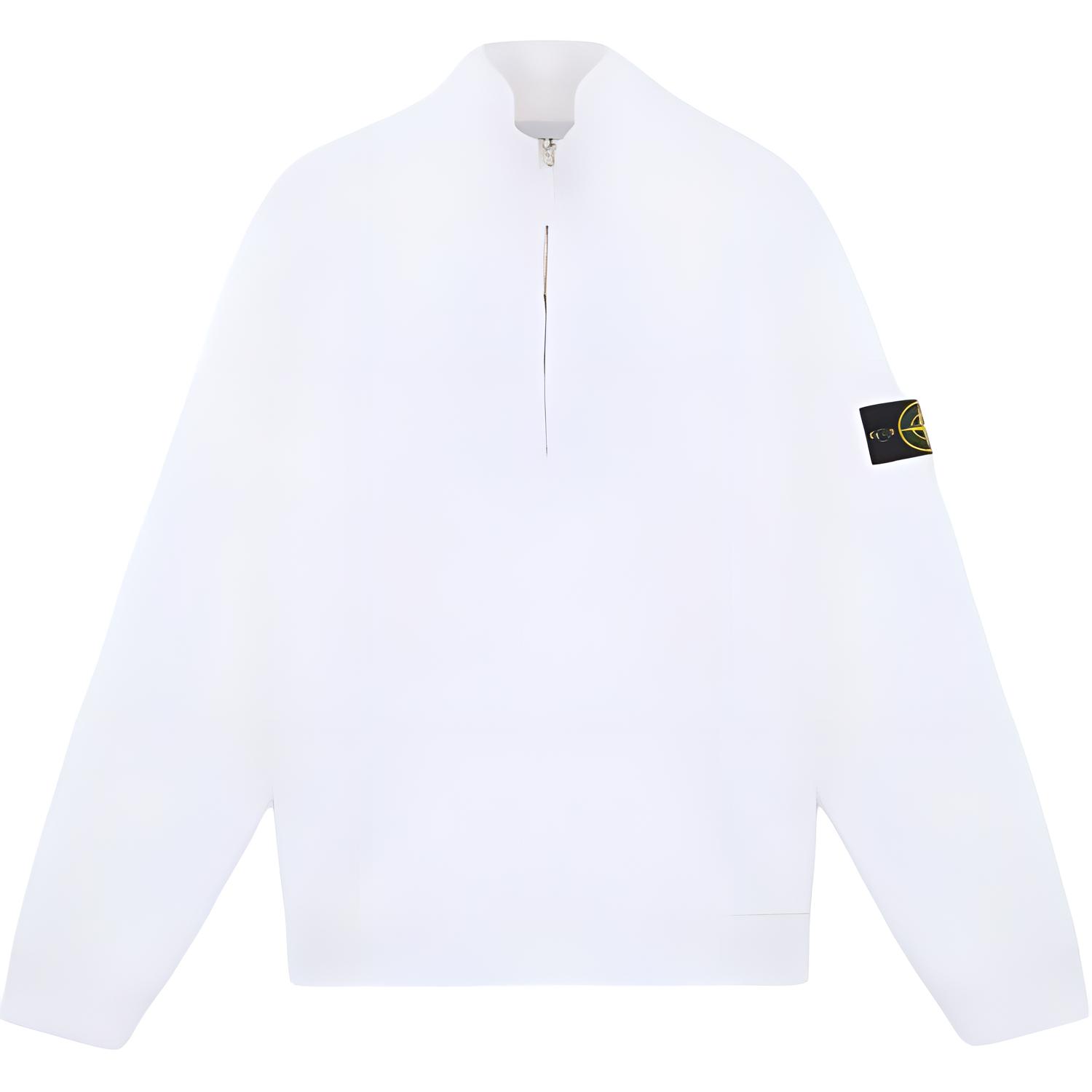 Stone Island White Logo Pullover Sweatshirt for Men 811563420-V0001