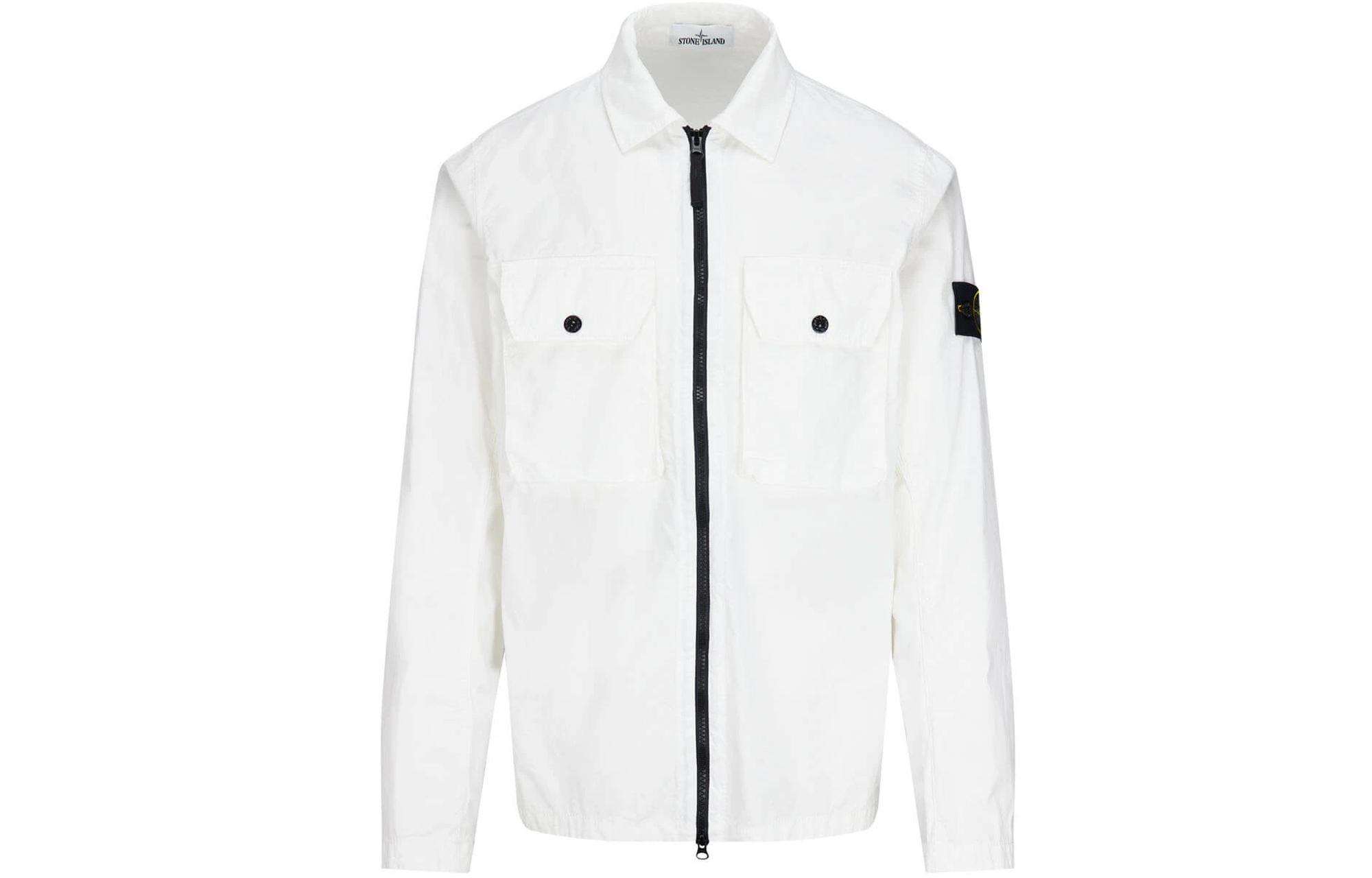 Stone Island White Long-Sleeve Collared Jacket 7515113WN-V0001