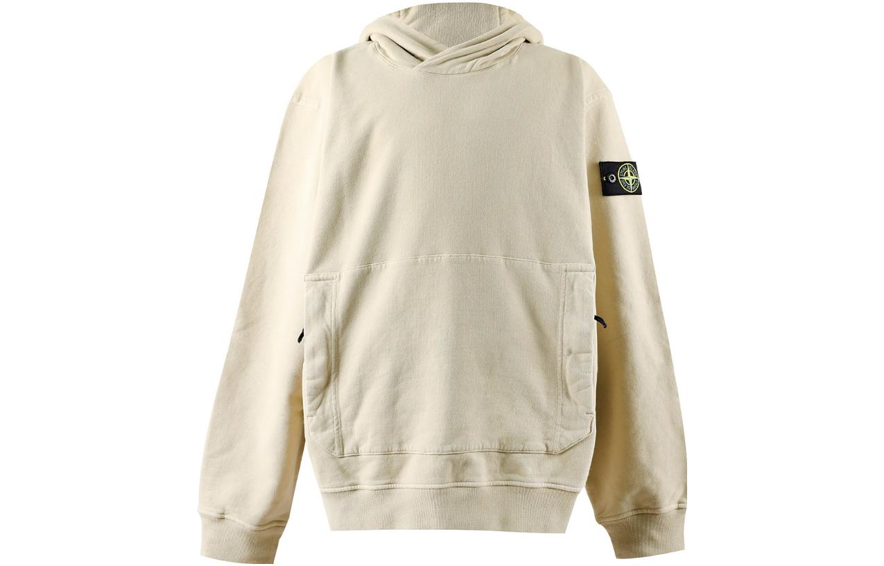 Stone Island White Plain Pullover Hoodie for Men with Hood 771561820-V0090