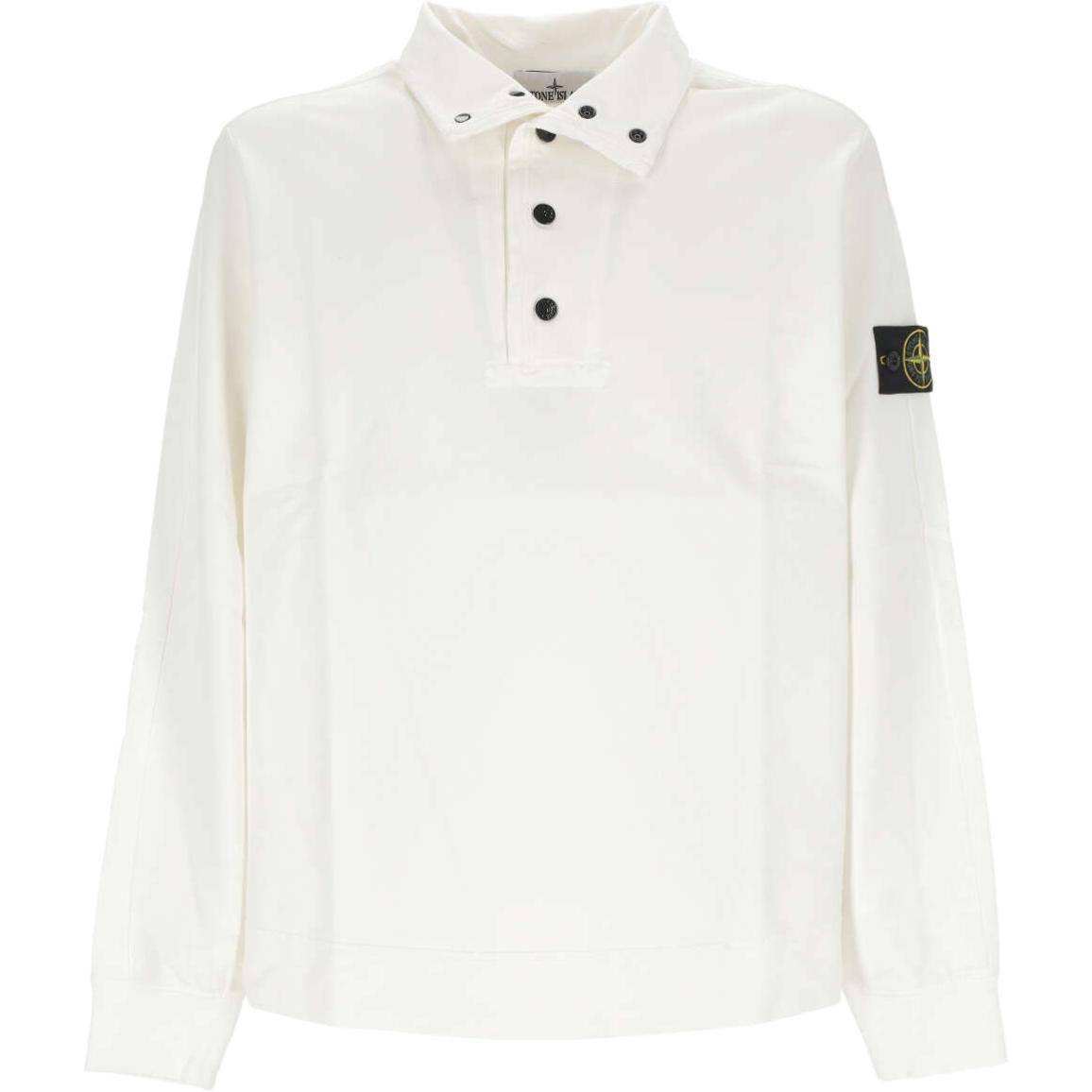 Stone Island White Pullover High Neck Logo Sweatshirt 801564852-V0001